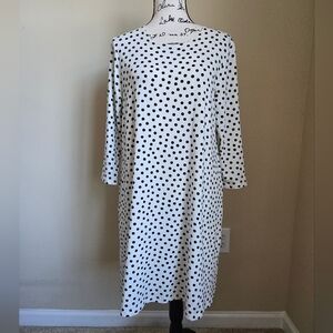 Gudrun Sjoden Polka Dot Dress Womens M 3/4 Sleeve Comfort